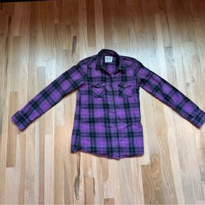 Purple and black plaid flannel